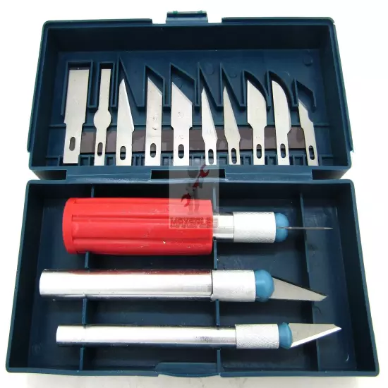 16pc Hobby Razor Knife Set w/Blades w/Case (Exacto Blades fits knife) Stencil