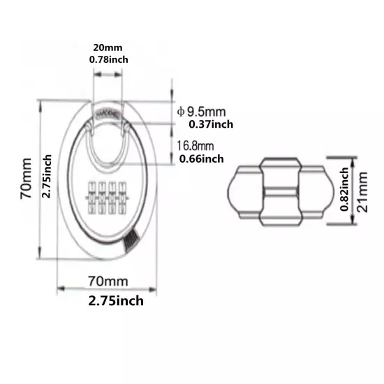 szhdxsy Outdoor Combiantion Padlock - 4 Digit Heavy Duty Disc Lock with Harde...