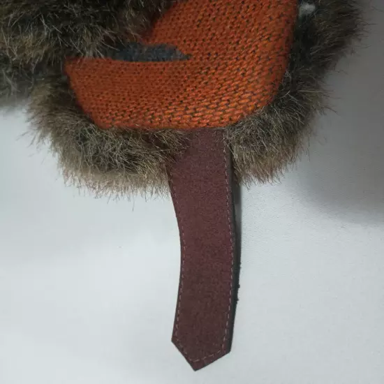 Trapper Hat Orange Brown Winter Cap Ear Flaps Faux Fur Buckle FAST Shipping