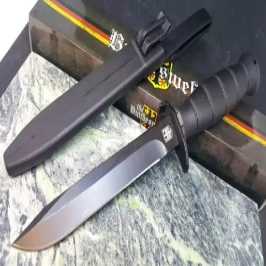 Fixed Blade Bowie Knife molded Hardshell sheath Military Style Black Survival 