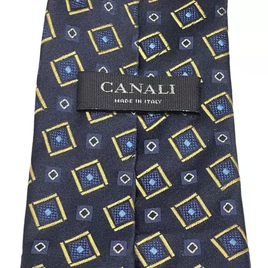 CANALI Blue Gold Geometric Silk Tie ITALY 60.5"/ 4"