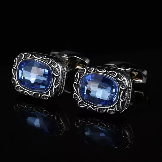 Fashion Men Cufflinks 1 Pair of Shirt Suit Cuff Links Jewelry Rhinestone Classic