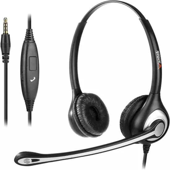 Cell Phone Headset with Microphone Noise Cancelling Call Controls 3.5mm Computer