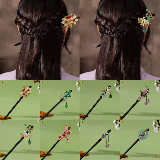 Womens Flower Wooden Chopsticks Hair Hairpin Hair Stick Chinese Style Retro❥