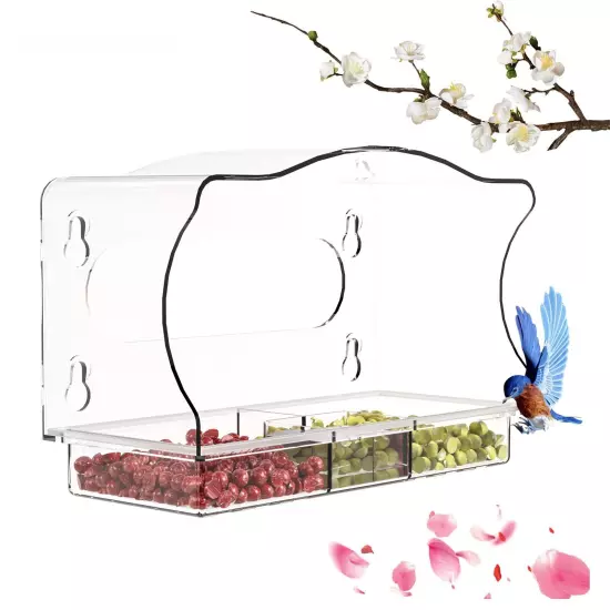 Parrot Clear Acrylic Bird Cage Food Isolation Design Suction Bird Feeder Feeding