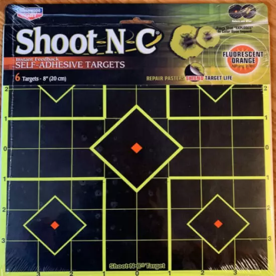 THREE NEW SEALED Birchwood Casey 34105 Shoot-N-C Sight-In 6 Pack TARGETS