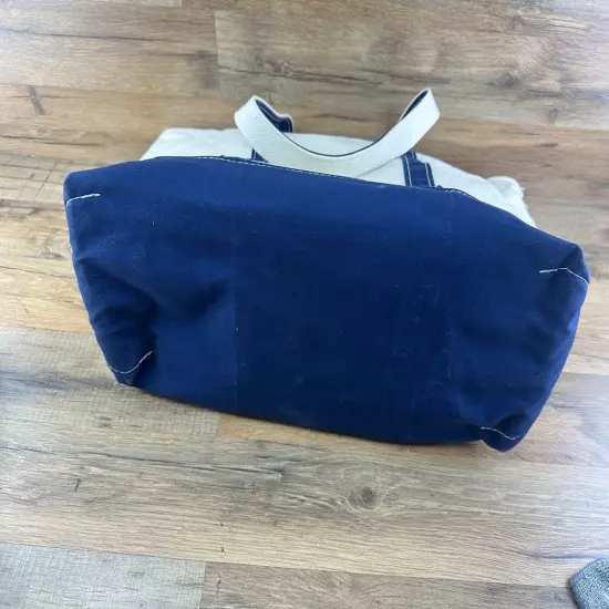 Vtg 90s “E” LL Bean Boat and Tote Navy Blue Canvas Bag USA Zip Closure at Top