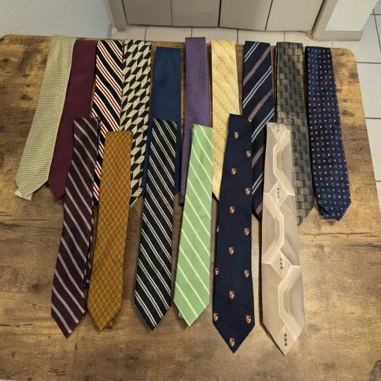 Lot of 16 Assorted 100% Silk Men's Ties