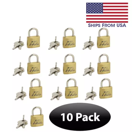 Solid Brass Luggage Padlock w/ Hardened Steel Shackle Keyed 3/4" inch 19mm