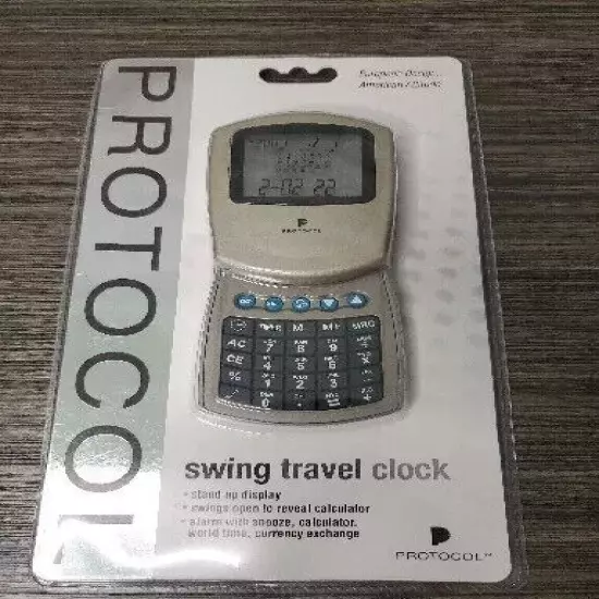  Protocol Swing Travel Alarm Clock, Calculator, World Time, Currency Exchange***