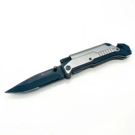 BlizeTech - Multi Purpose Folding Pocket Knife - 3.5" Combined / Stainless Blade