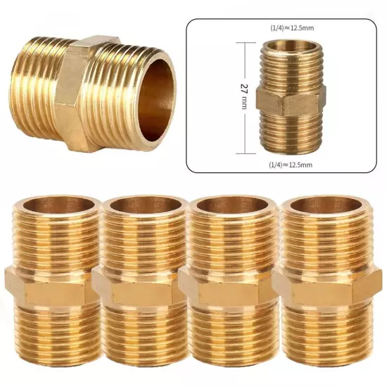 5* -Air Line Hose Compressor Connector 1/4 Male To Male Brass Pipe Adapter