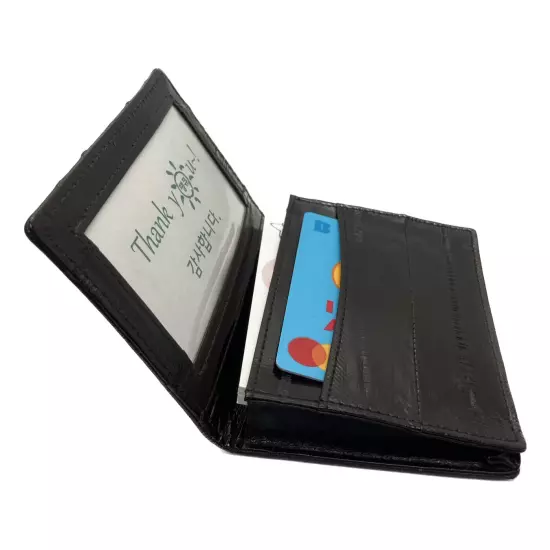 Genuine Eel Skin Leather Business Card ID Wallet Credit Card Case