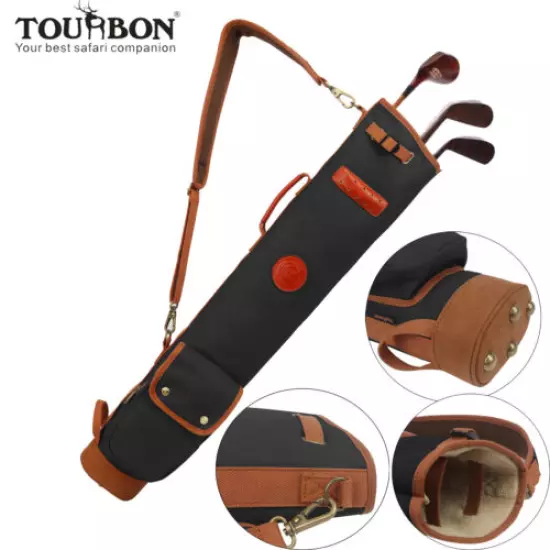 Tourbon Golf Clubs Carry Bag Travel Sunday Case Pack Lightweight Canvas Black