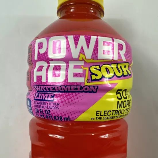 Powerade SOUR Sports Drink Watermelon Lime 28Oz 80Cals 50%More Electrolytes 10Pk