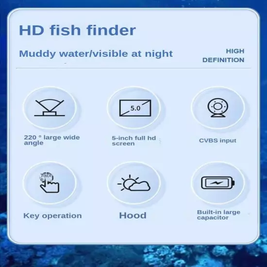 5.0/4.3 Inch Display Underwater 220° Fishing Camera Waterproof Night Vision New