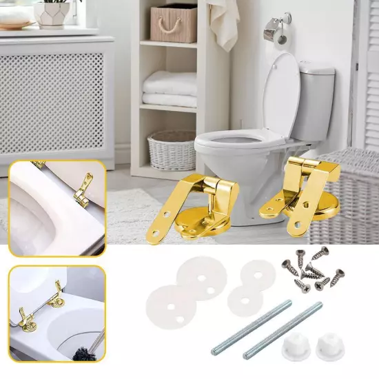 Durable Gold Toilet Hinges with Secure & Adjustable Fittings - Long-l D1P2