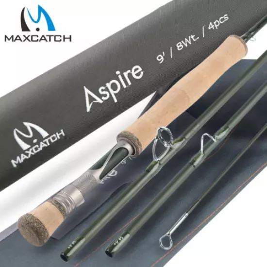 Maxcatch Aspire Fly Fishing Rod - 5/6/8wt 40T Carbon Fiber, Anodized Reel Seat