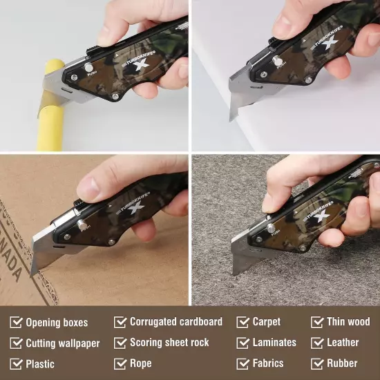 Box Cutter Utility Knife, Lightweight Razor Knife Box Cutters with 5 SK5 Blades,