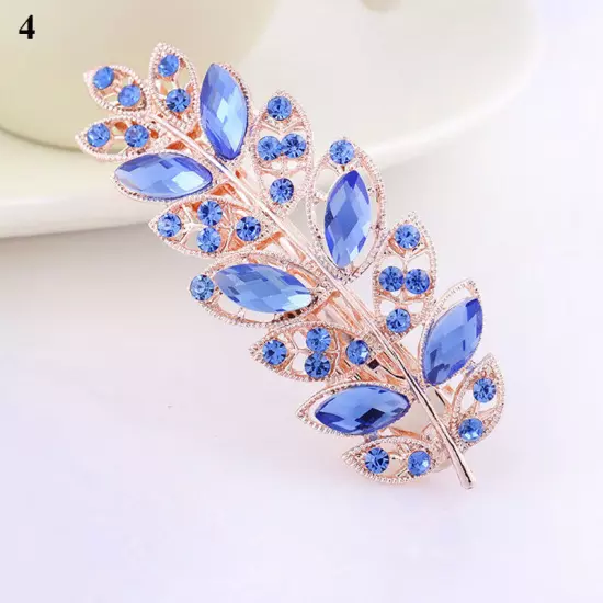 Women's Crystal Rhinestone Flower Hair Barrette Clips Grips Hairpin Jewelry