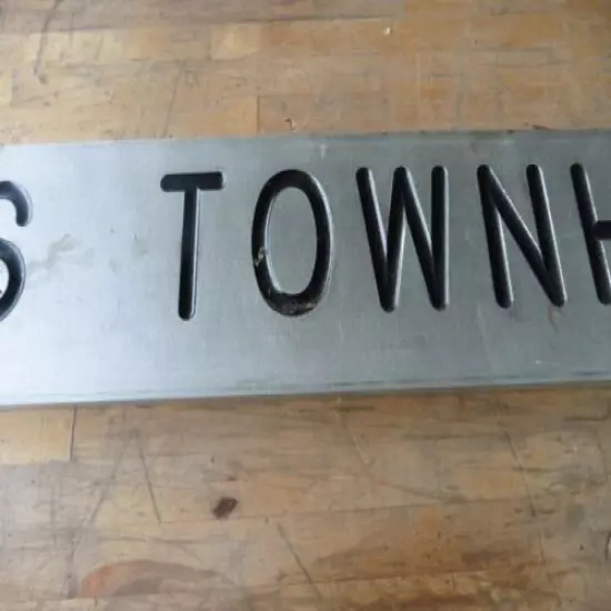 vtg Sign" Tom's Townhouse "Stainless hunting fish game Club NY 38x5x1/4"