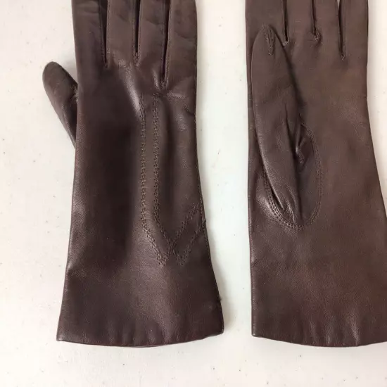 Brown Leather Driving Gloves Lined Womens 7.5