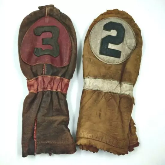 Set of 2 Vintage Leather Golf Club Covers 2 & 3 Sports Collectable Free Shipping