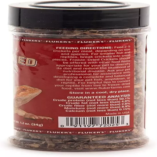 Dried Crickets for Reptiles, Birds, Fish, Hedgehogs, and Sugar Gliders 1.2 ounce