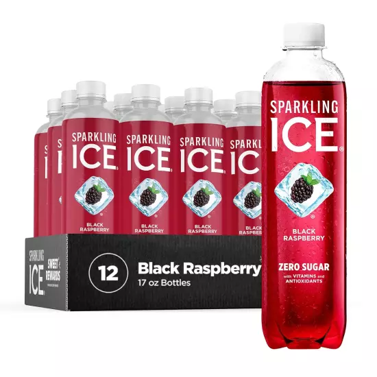 Sparkling Ice, Black Raspberry Sparkling Water, Zero Sugar Flavored Water, with 