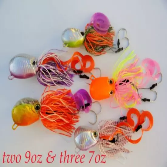 5 Thunder Jigs Octopus Saltwater Fishing lures - 2 Pieces 250g & 3 Pieces 200g 