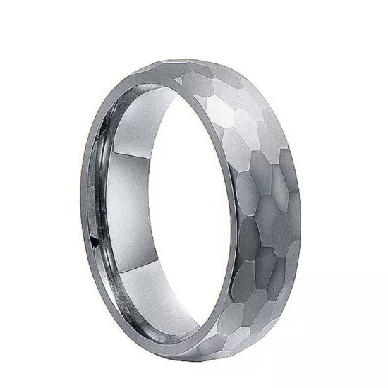 Faceted Tungsten Carbide Stainless Steel Band Rings For Mens Womens Gold/Silver