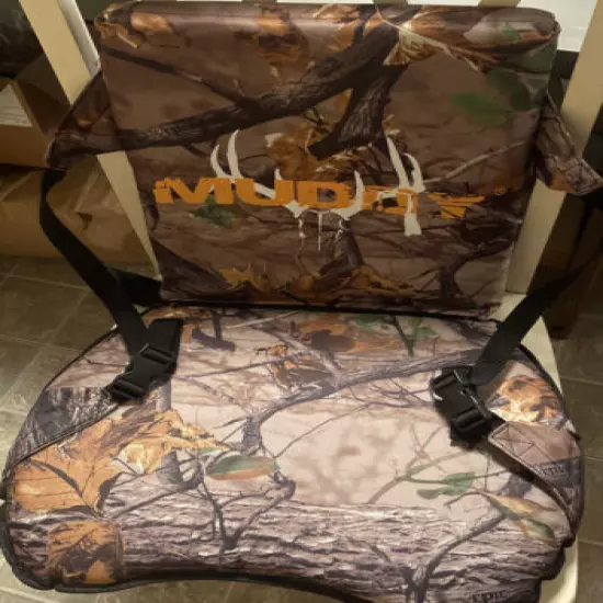 Muddy Complete Seat Hunting Blind Treestand Fishing Seat Cushion Camp CAMO-