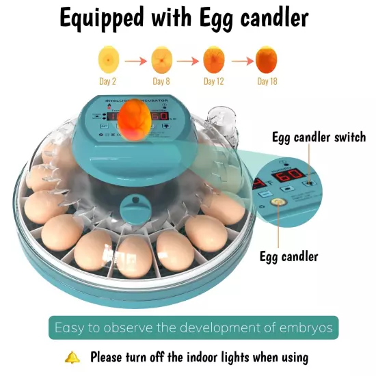 Egg Incubator, Intelligent Incubator for Chicken Eggs with Automatic Humidity...