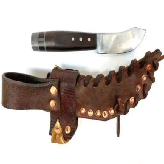 Mountain Man Belt Knife w/ Custom Heavy Duty Leather Sheath, 8 1/4"