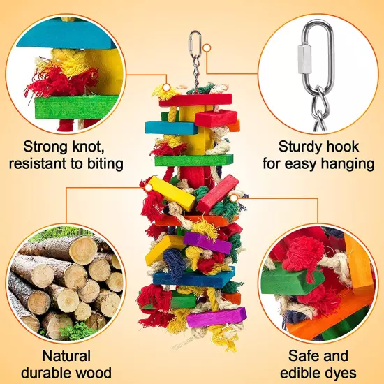 Extra Large Bird Parrot Toys for Macaws, African Grey, Amazon Parrots