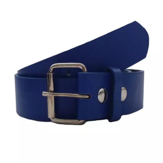 NEW Thick Wide Bonded Leather Belt w/ Removable Silver Buckle 12 Bright Colors!