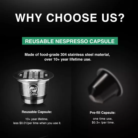 For Nespresso Stainless Steel Coffee Capsules Refillable Reusable Espresso Pods.