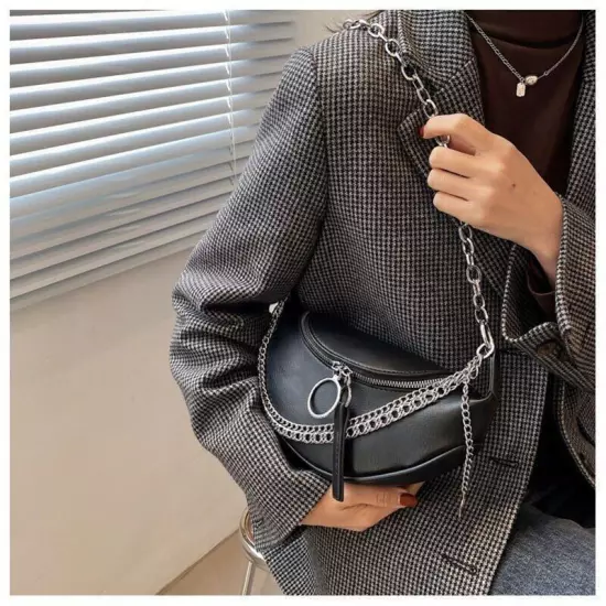 Chain Waist Belt Bag Women Leather Crossbody Fashion Phone Pack Purse Ladies 