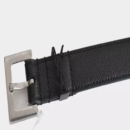 SAINT LAURENT Grain De Poudre YSL-LOGO CASSANDRE Women's SKINNY Belt 85cm US34