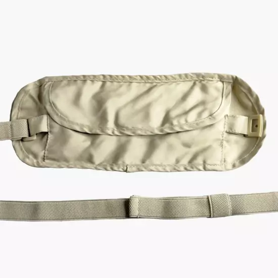 Travel Pouch Money Belt Fanny Pack Belt Bag Ivory Beige Dual Zipper Lightweight