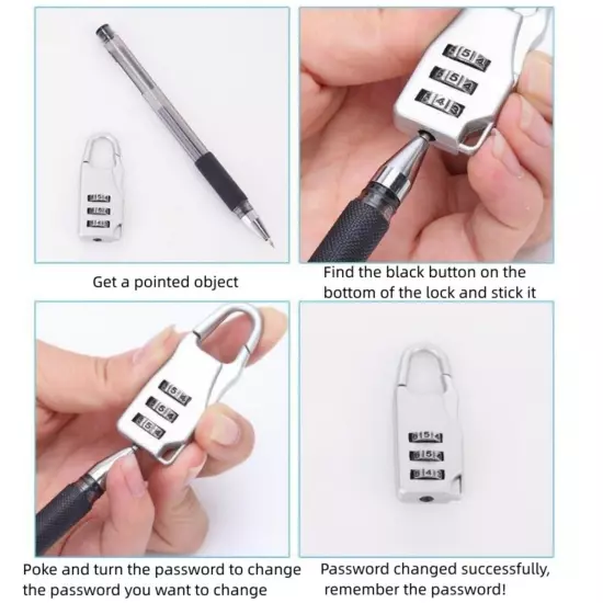 Mini Password Lock Travel Luggage Accessories Backpack Digit Padlock Metal 