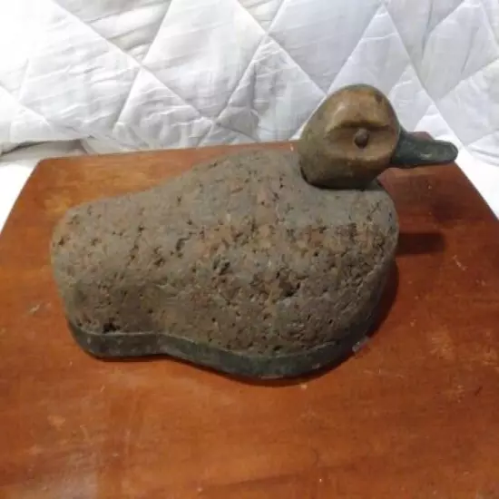 Antique cork duck decoy 1920's hand carved and hand painted head 