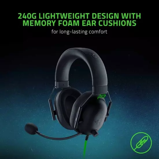 Razer BlackShark V2 X Headphone Wired Gaming Headset: 7.1 Surround Sound- Game