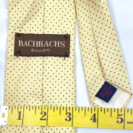 Vintage Bachrachs 1877 Yellow Polka Dot Necktie Silk Tie 3" x 54"