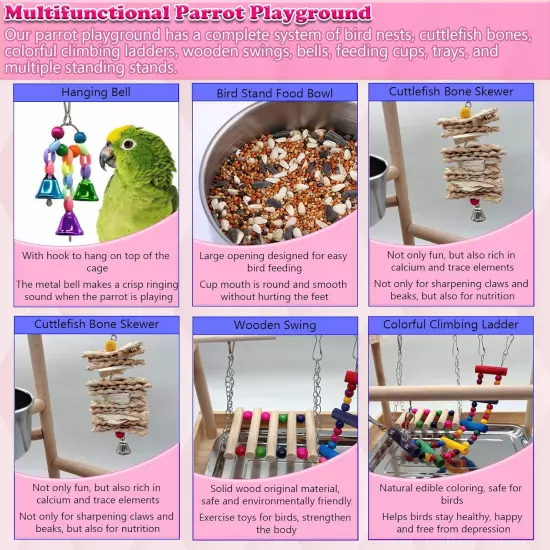 Parrots Playstand Birds Perch Stand Play Gym Cockatiel Playpen with Chewing Toys