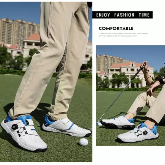 Men's Waterproof Golf Sneakers Quick Lacing Non-slip Breathable Golf Shoes 36-46