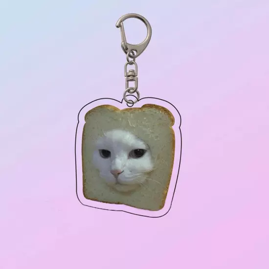 Vintage Cute Fun Toast CATS Acrylic Keychain Pendant N8W0