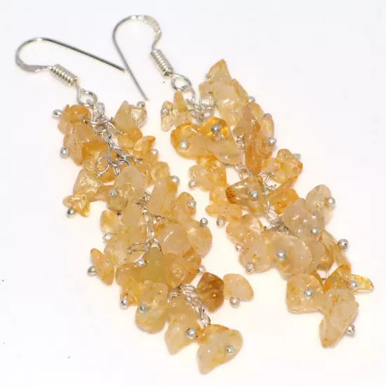 Natural Gemstone Beaded Grapes Cluster Drop & Dangle Earrings Size 2-3"