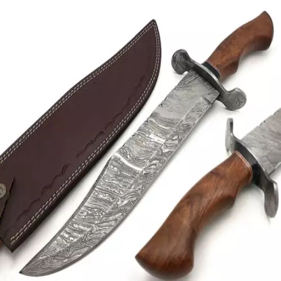 Hand Forged Damascus Bowie Knife Razor Sharp Blade,Handle W/Sheath 17.5 L Editio