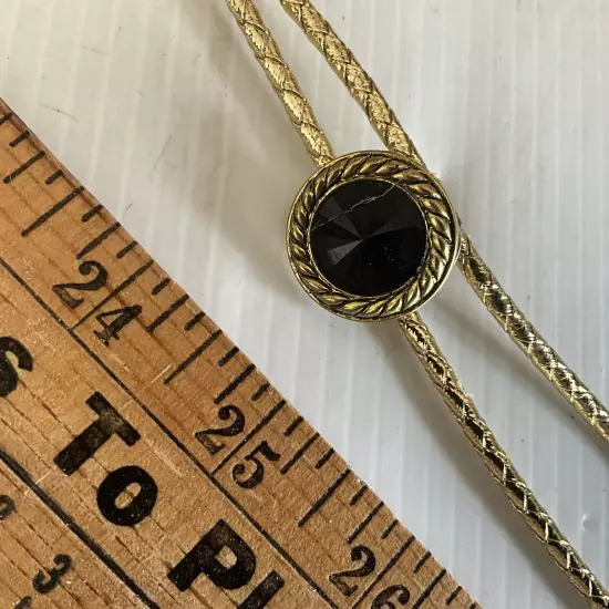 Gold Tone Bolo Tie Circular Pennant